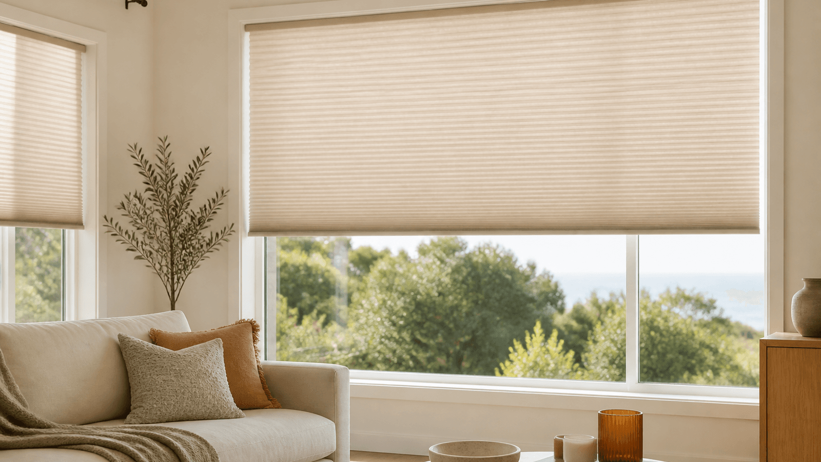 Sand Linen Cellular — lifestyle room view