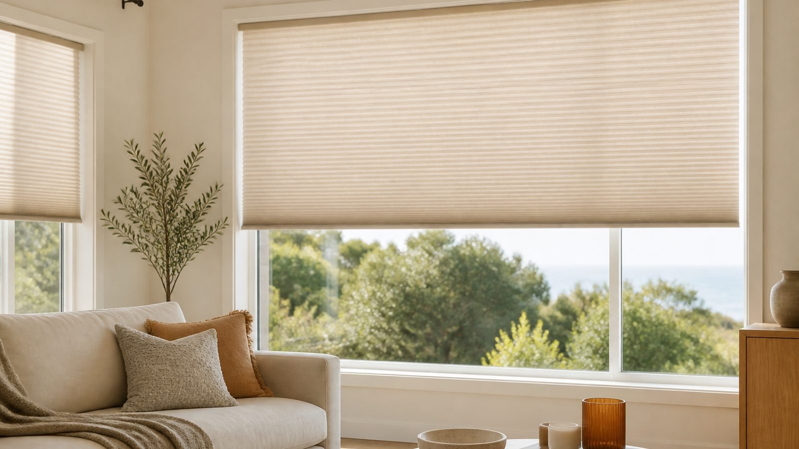 Sand Linen Cellular — lifestyle room view